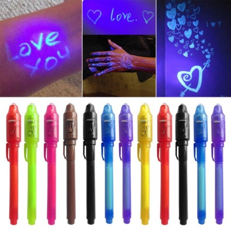 Esferográfica de tinta invisível - com luz UV