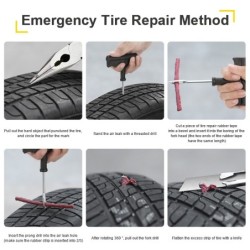 Pneu de carro - kit de reparo - tiras de borracha - ferramenta de agulha - ferramentas