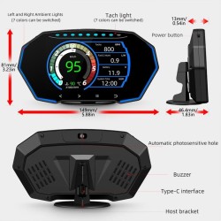 Multifunctional OBD2 GPS HUD - Head-Up - 4 inch LCD display - speedometer - water / oil temperatureDiagnosis