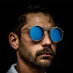 Óculos de sol redondos Steampunk - armação de metal - unissex