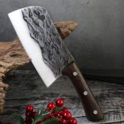 Carbon steel kitchen knife - butcher / kitchen chef knife - melted designSteel
