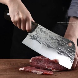 Carbon steel kitchen knife - butcher / kitchen chef knife - melted designSteel