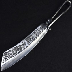 9.3 inch chopping knife - kitchen - hunting - wood cutter - handmade forged steel - tiger designSteel