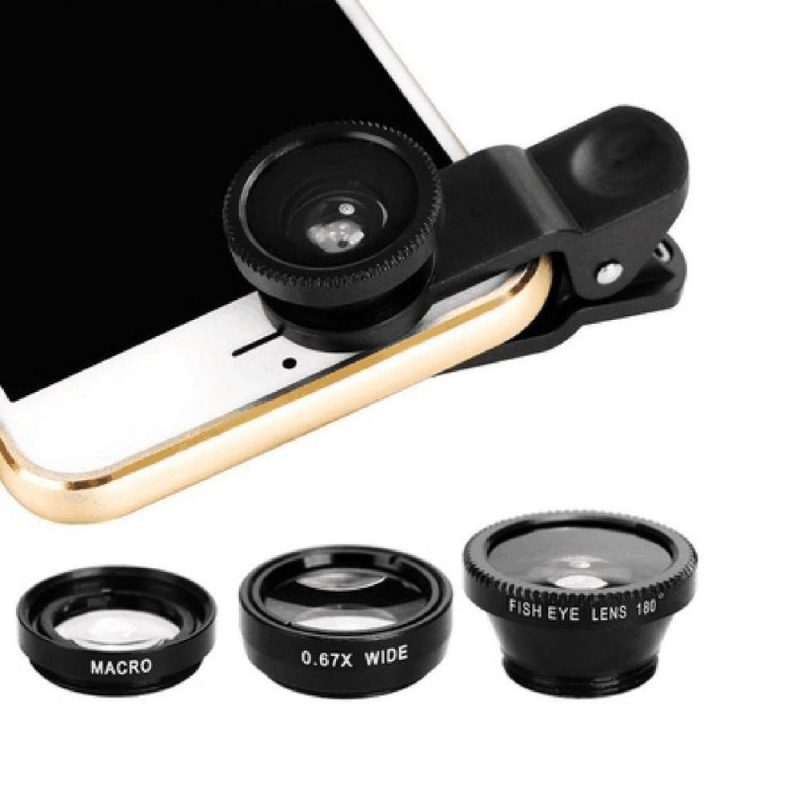 3 in 1 - wide angle - macro - fish-eye - camera lens with clipLenses 3 in 1 - wide angle - macro - fish-eye - camera lens with clipLenses
