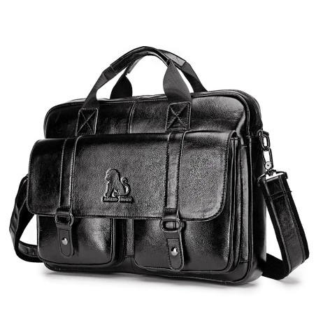 Bolsa de ombro de negócios - couro genuíno - grande capacidade