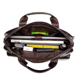 Bolsa de ombro de negócios - couro genuíno - grande capacidade
