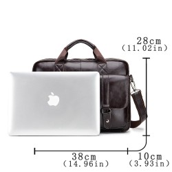 Bolsa de ombro de negócios - couro genuíno - grande capacidade