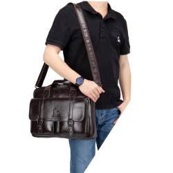 Bolsa de ombro de negócios - couro genuíno - grande capacidade