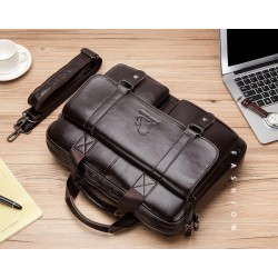 Bolsa de ombro de negócios - couro genuíno - grande capacidade