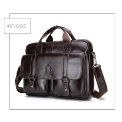 Bolsa de ombro de negócios - couro genuíno - grande capacidade