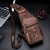 Bolsa de ombro masculina de couro genuíno - bolsa no peito - mochila pequena