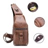 Bolsa de ombro masculina de couro genuíno - bolsa no peito - mochila pequena