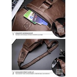Bolsa de ombro masculina de couro genuíno - bolsa no peito - mochila pequena