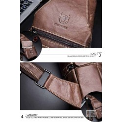 Bolsa de ombro masculina de couro genuíno - bolsa no peito - mochila pequena