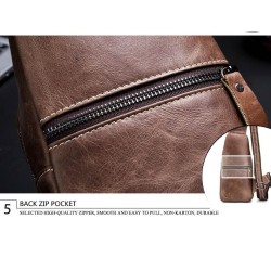 Bolsa de ombro masculina de couro genuíno - bolsa no peito - mochila pequena