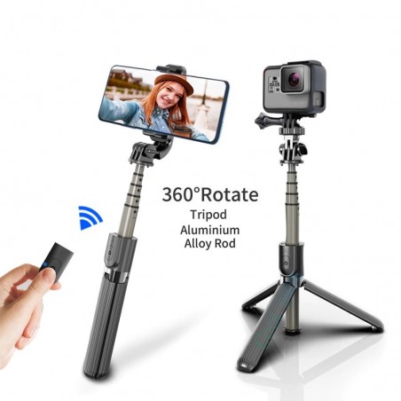 Tripé de bastão de selfie - com controle remoto - extensível - monopé dobrável - Sem fio / Bluetooth