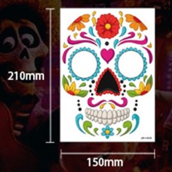 Tatuagem de Halloween - adesivo impermeável temporário - crânio morto colorido