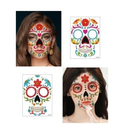 Tatuagem de Halloween - adesivo impermeável temporário - crânio morto colorido