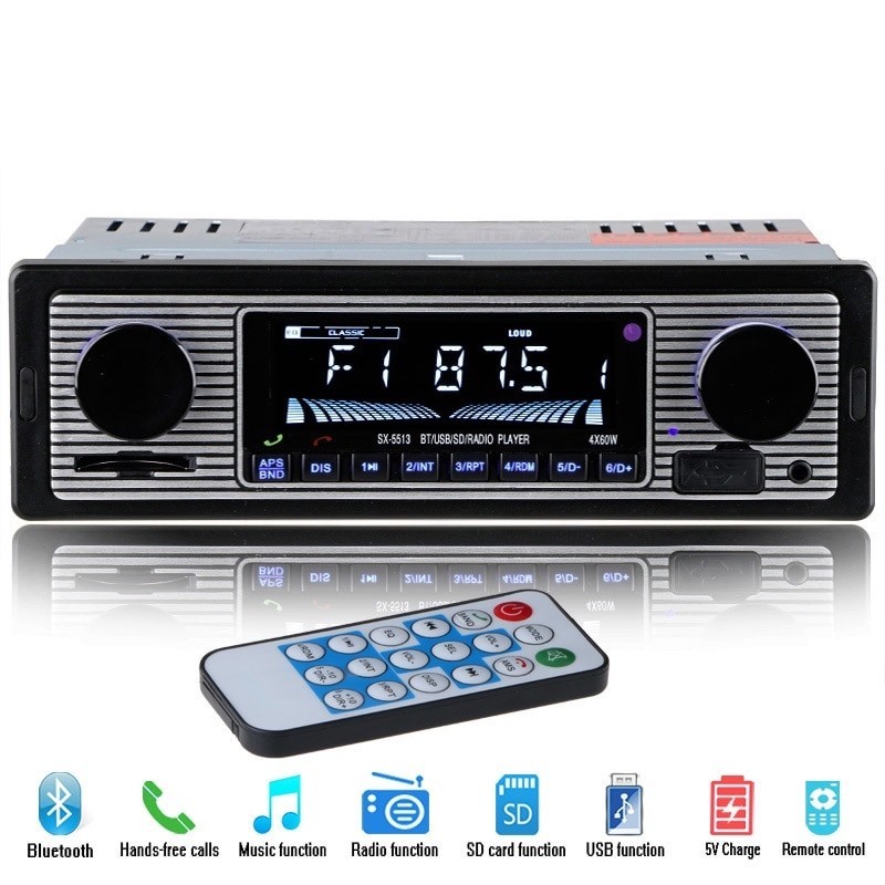 Bluetooth car radio - din 1 - 12V FM MP3 USB SD AUX stereo audioDin 1