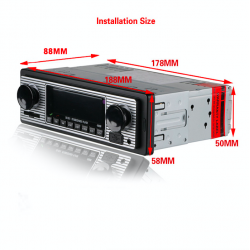 Bluetooth car radio - din 1 - 12V FM MP3 USB SD AUX stereo audioDin 1