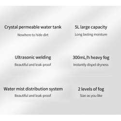 DEERMA - umidificador de ar ultrassônico - difusor - aromaterapia - transparente - com filtragem de água - 5 L