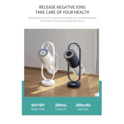 Umidificador de ar ultrassônico - spray de névoa de rotação de 360 graus - com LED - 200 ml