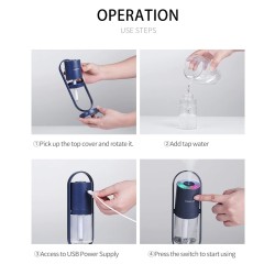Umidificador de ar ultrassônico - spray de névoa de rotação de 360 graus - com LED - 200 ml