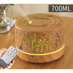 Umidificador de ar ultrassônico - difusor de óleos essenciais - LED colorido - com controle remoto - 700 ml
