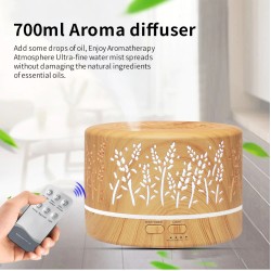 Umidificador de ar ultrassônico - difusor de óleos essenciais - LED colorido - com controle remoto - 700 ml