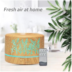 Umidificador de ar ultrassônico - difusor de óleos essenciais - LED colorido - com controle remoto - 700 ml