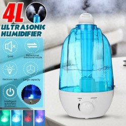 Umidificador de ar ultrassônico - difusor de óleo essencial - pulverizador de névoa dupla - com LED - 4 L