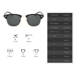 Classic polarized sunglasses - half metal frame - unisexSunglasses