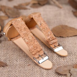 Relógio de madeira de bambu - Quartzo - feito à mão - pulseira de cortiça - para ela - para ele - para casais