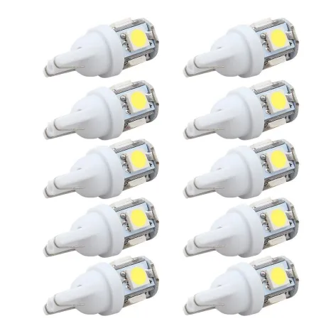 Lâmpada LED para carro - DC 12V - T10 5050 W5W - 10 peças