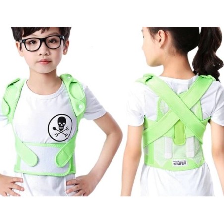 Corretor de postura infantil - cinto ajustável - espartilho ortopédico - verde