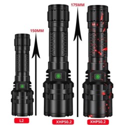 XHP220 / XHP120 - lanterna LED poderosa - lanterna tática / militar - USB - à prova d'água - com zoom - 5000000 LM