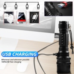 XHP220 / XHP120 - lanterna LED poderosa - lanterna tática / militar - USB - à prova d'água - com zoom - 5000000 LM