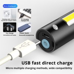 Mini lanterna LED - USB - COB - impermeável - zoom telescópico