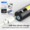 Mini lanterna LED - USB - COB - impermeável - zoom telescópico