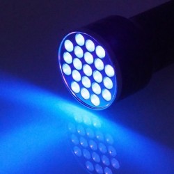 Lanterna UV - 21 LED / 12 LED - 395-400nm - verificador de dinheiro falso