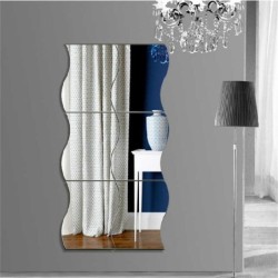 Waves shape mirror - wall sticker - self adhesive tiles - 6 piecesWall stickers