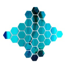 Espelho em forma de hexágono - adesivo de parede - 12 peças