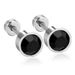 Brincos de aço inoxidável - com zircônias cúbicas - ponta giratória