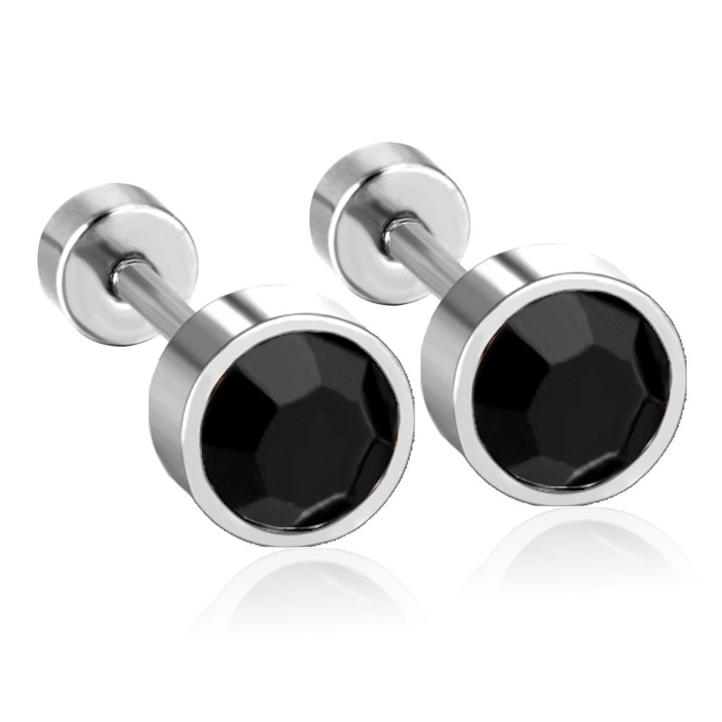 Brincos de aço inoxidável - com zircônias cúbicas - ponta giratória