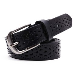 Cinto oco na moda - couro genuíno - fivela de metal