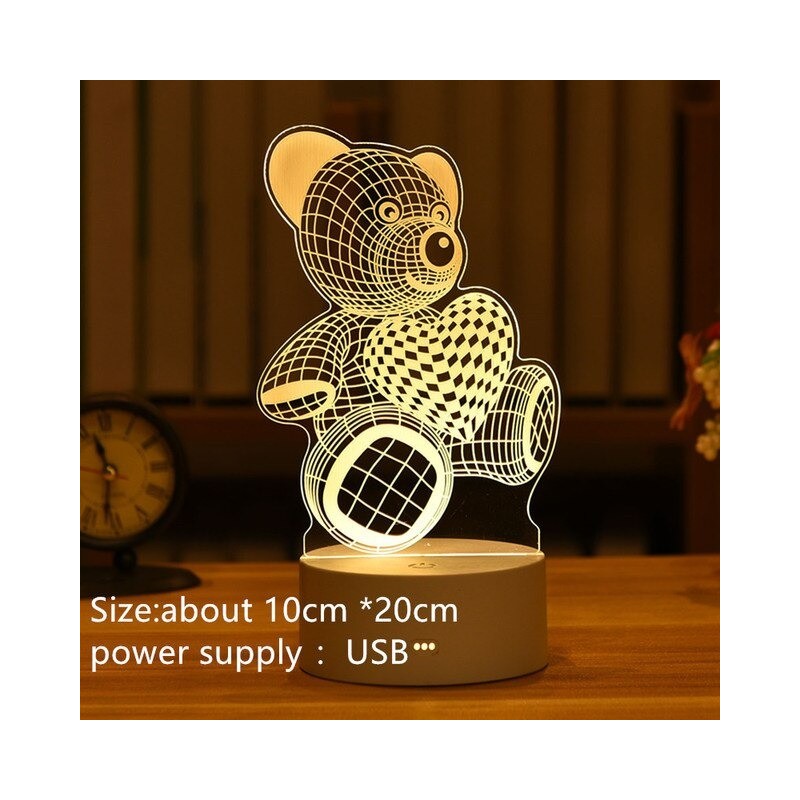 3D acrylic LED lamp - USB night light - elk - bear - Christmas tree - apple - moonLights & lighting