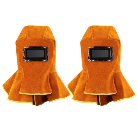 Capuz de soldagem de couro - capacete - com caimento no pescoço/ombro