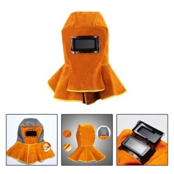 Capuz de soldagem de couro - capacete - com caimento no pescoço/ombro