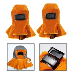 Capuz de soldagem de couro - capacete - com caimento no pescoço/ombro