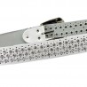 Cinto de couro da moda - com furos / strass - fivela de metal